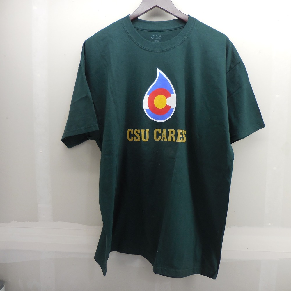 Port and Company CSU Cares Colorado State‎ University Green T-Shirt Mens XL